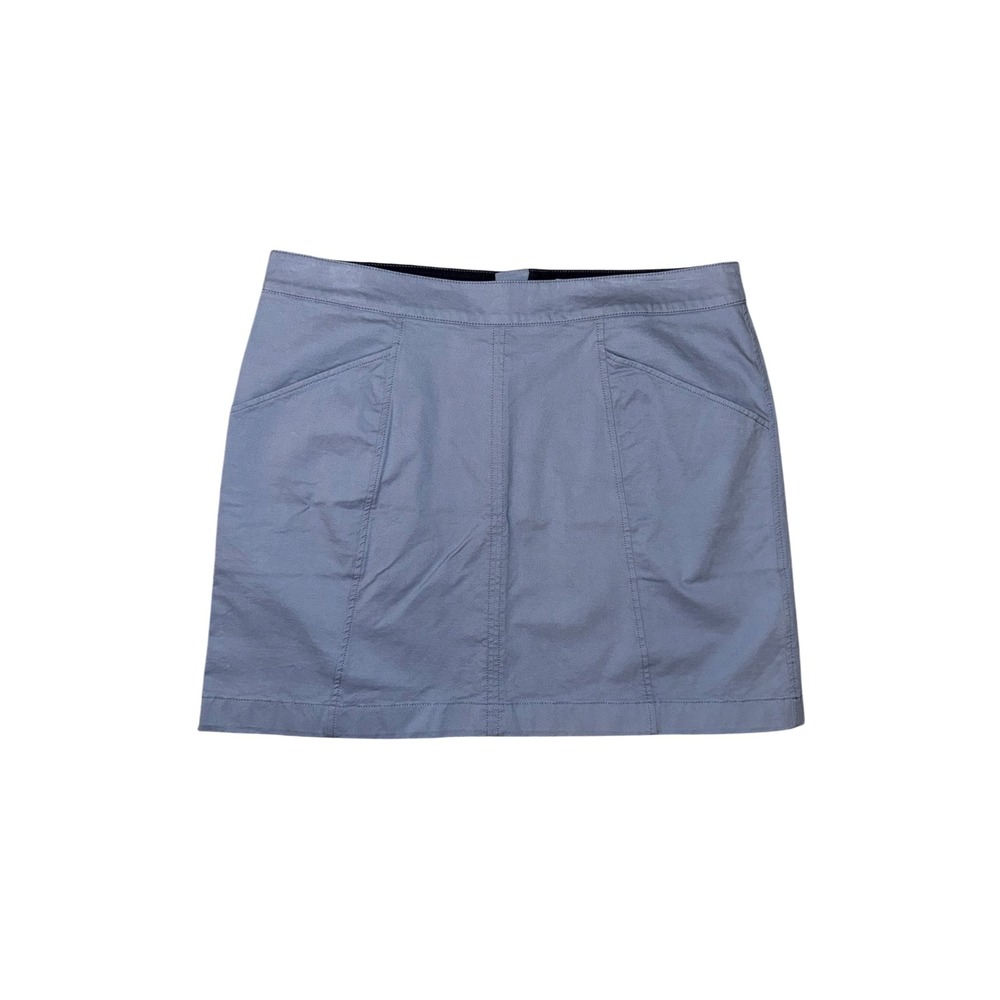 Boden Mini Skirt Women Size 10P Blue A-Line Cotton Blend Pockets Zipper